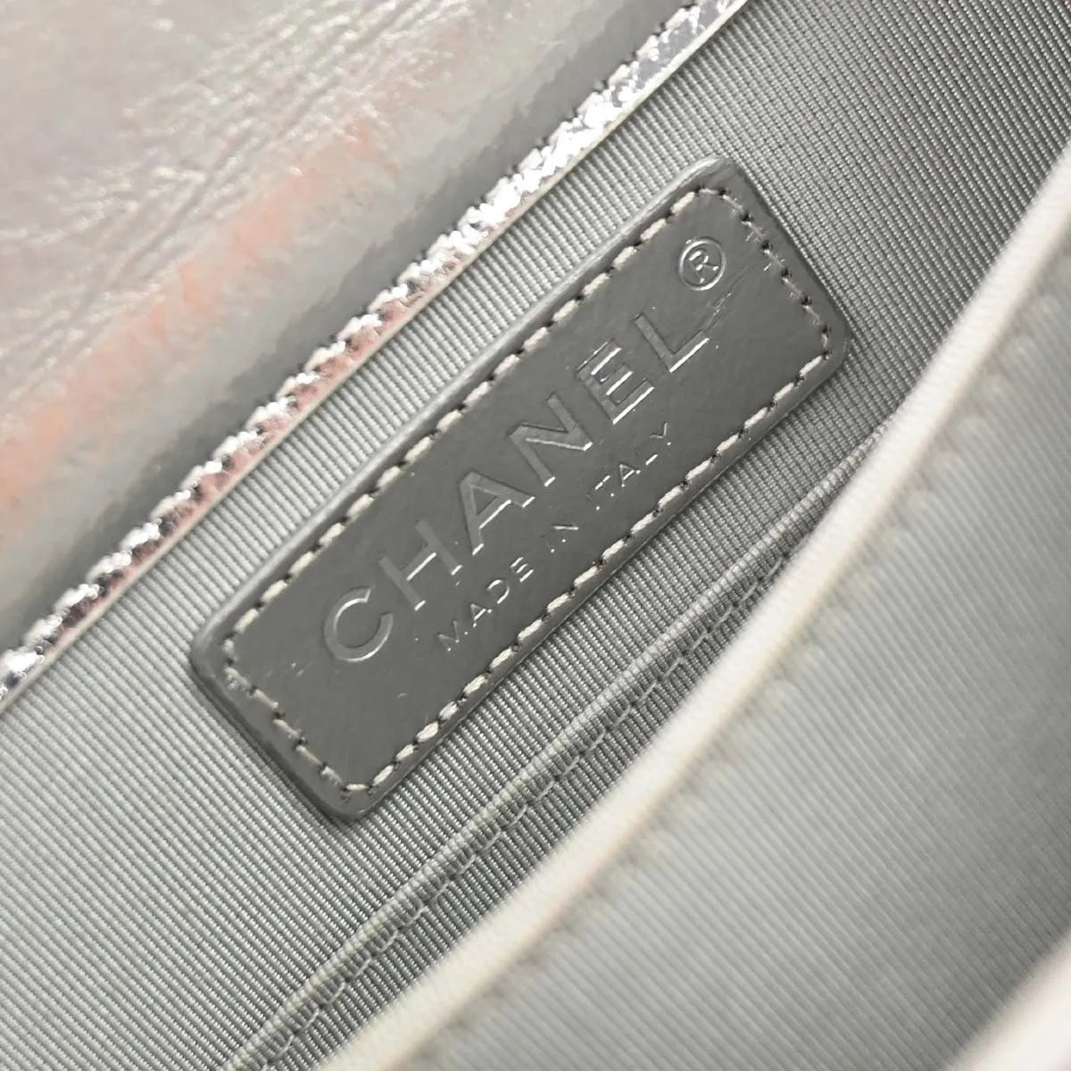 Chanel North South Boy Flap Quilted Metallic Calfskin Metallic Patent_Leather Shoulder Bag Bag (Pre-Owned)