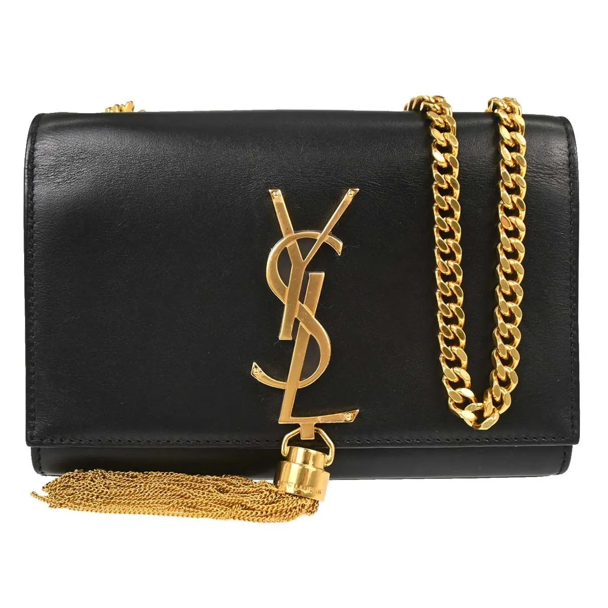 Saint Laurent Kate Leather Black Leather Shoulder Bag Bag (Pre-Owned)