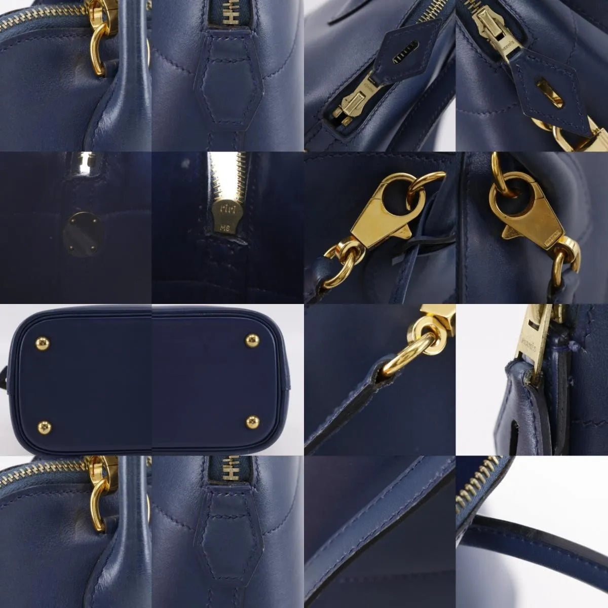 Hermes Bolide Box Calf Navy Leather Handbag (Pre-Owned)