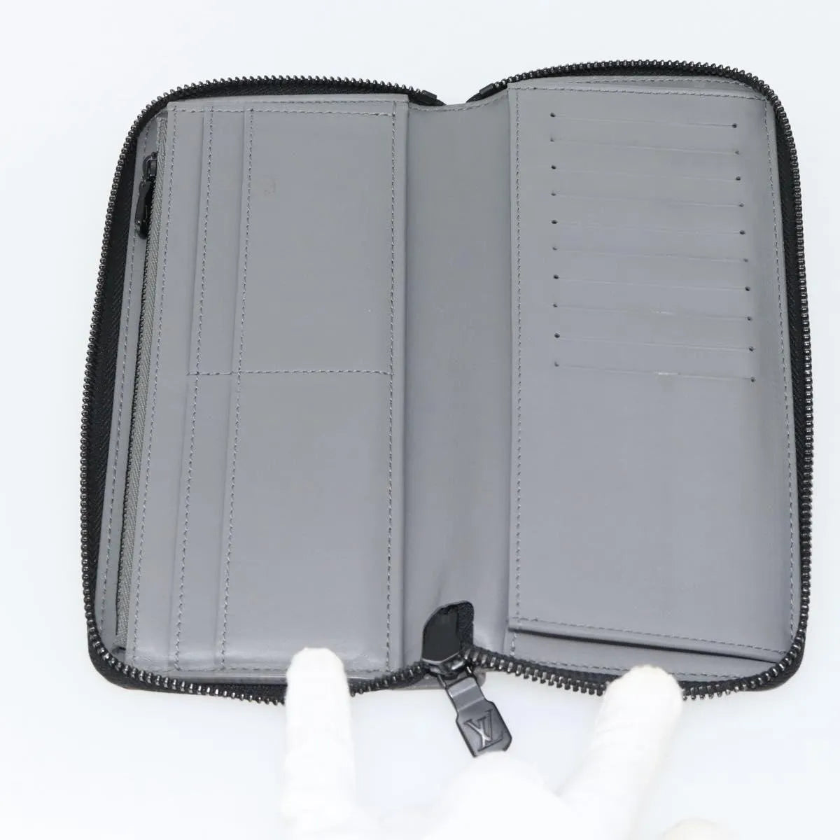 Louis Vuitton Zippy Wallet Vertical Monogram Shadow Leather Gray Leather Wallets Accessory (Pre-Owned)