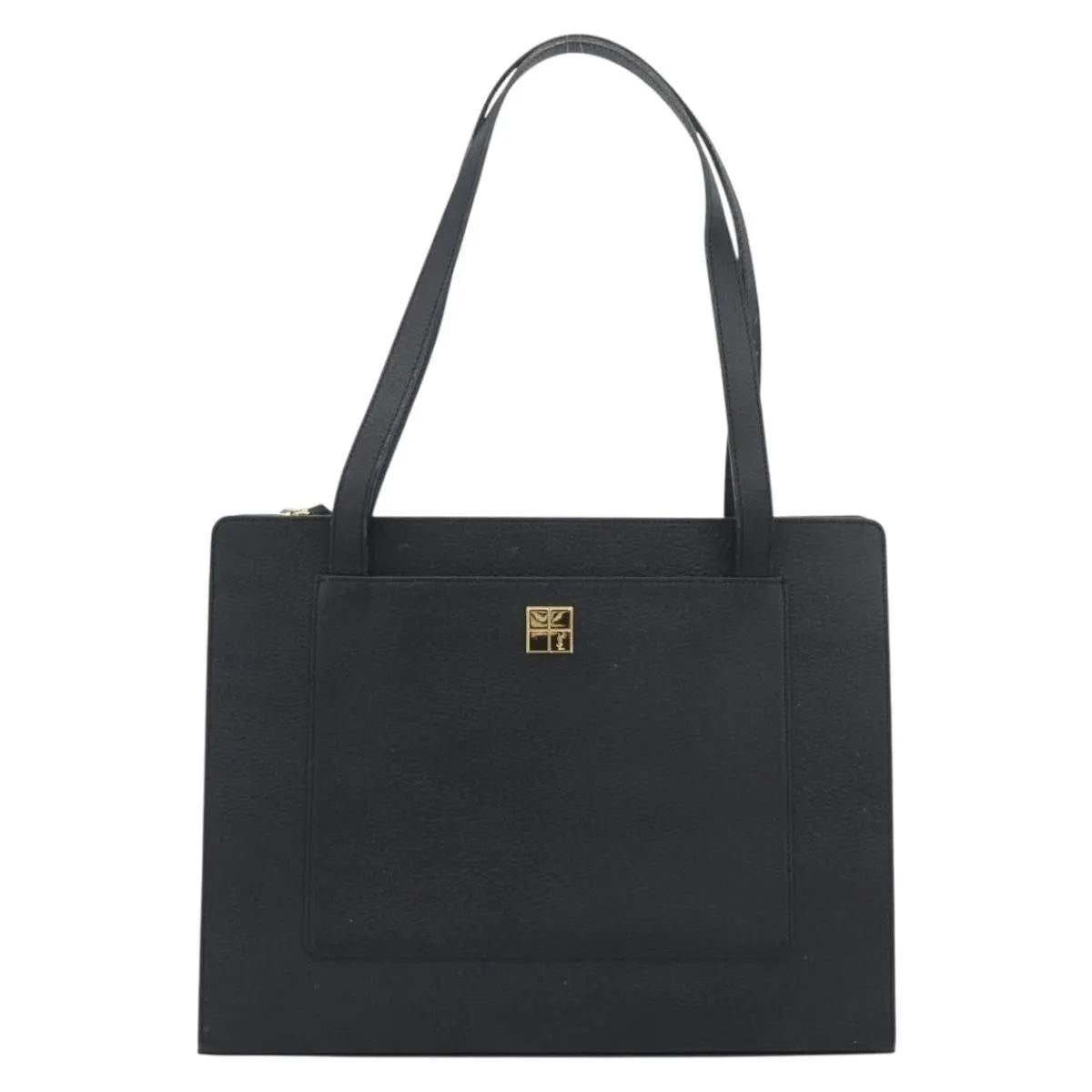 Saint Laurent Vintage Leather Black Leather Tote Bag Bag (Pre-Owned)