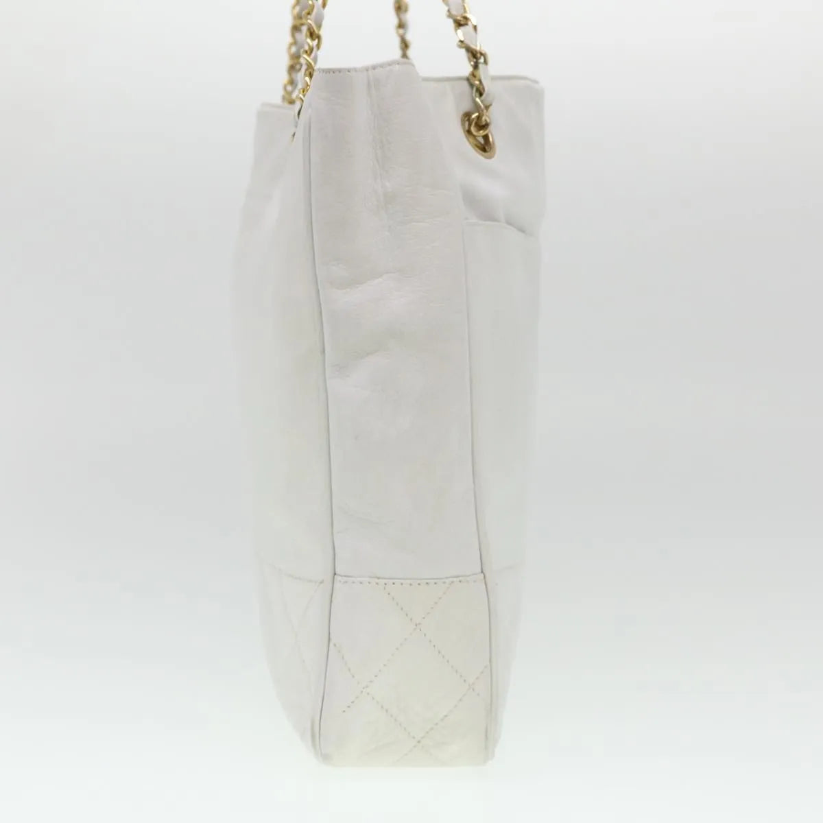 Chanel Vintage Shopping Tote Lambskin White Leather Shoulder Bag Bag (Pre-Owned)
