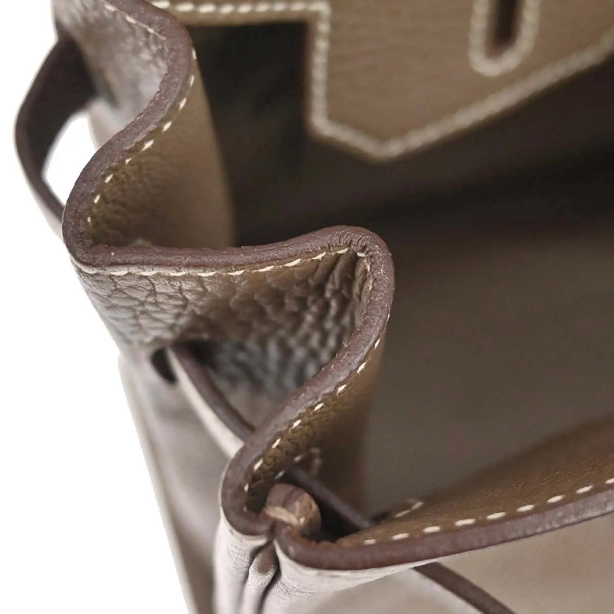 Hermes Birkin Etoupe Taurillon Clémence With Palladium Hardware Gray Calfskin Handbag (Pre-Owned)