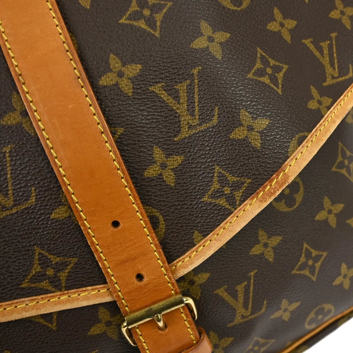 Louis Vuitton Saumur Monogram Brown Canvas Shoulder Bag Bag (Pre-Owned)