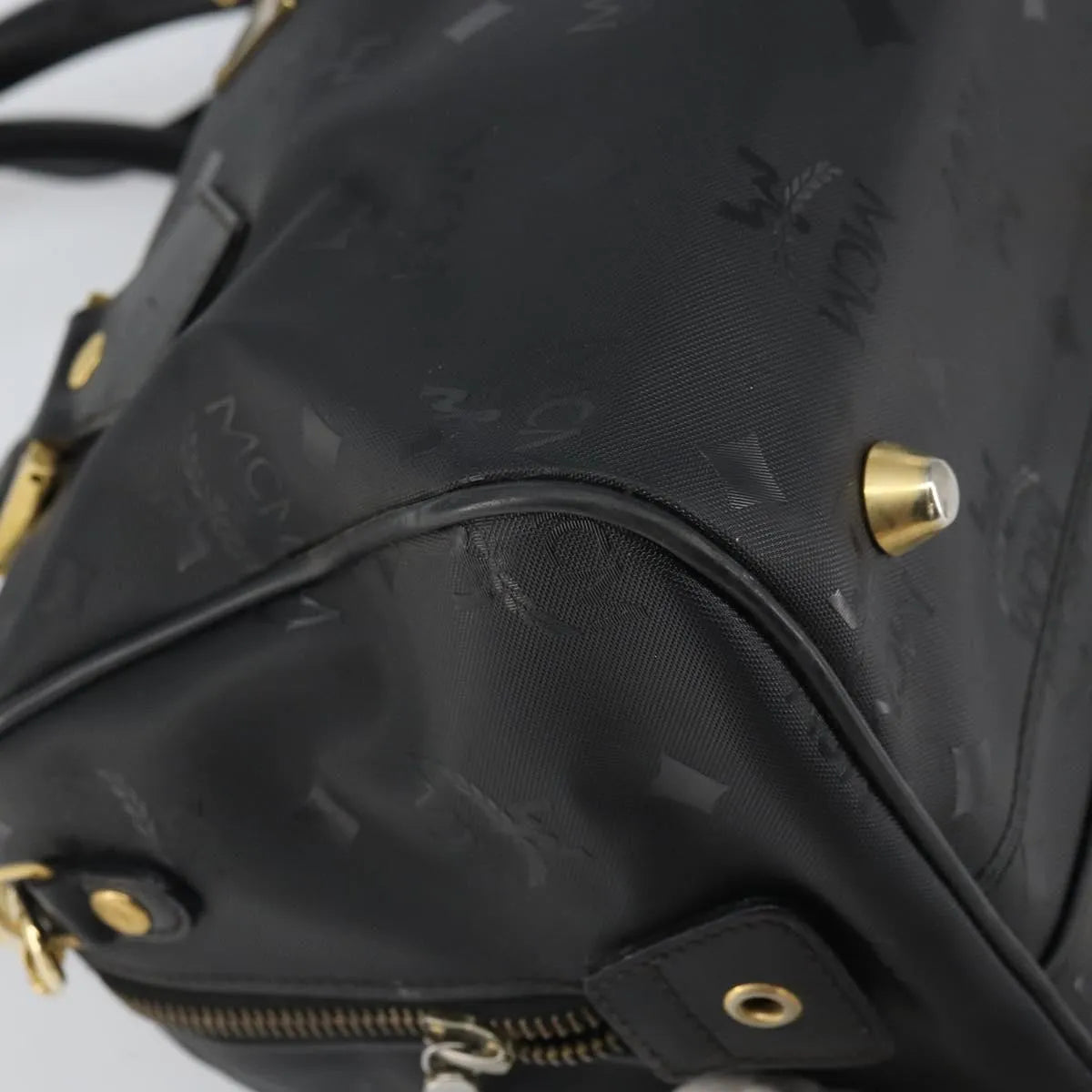 MCM Visetos Logogramme Canvas And Leather Black Canvas Handbag (Pre-Owned)