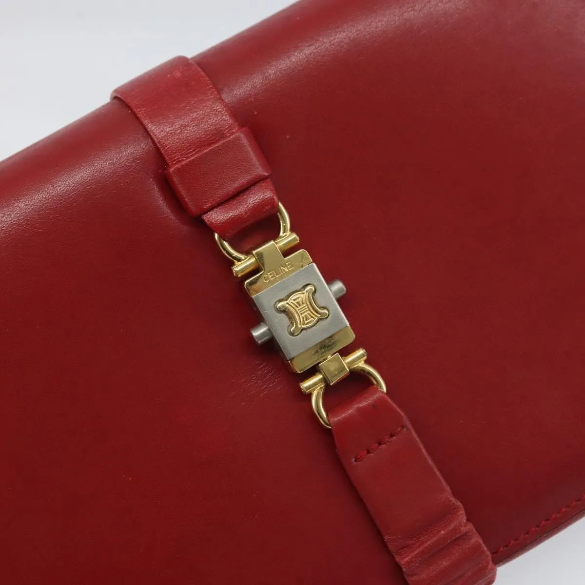 Celine Vintage Leather Red Leather Shoulder Bag Bag (Pre-Owned)