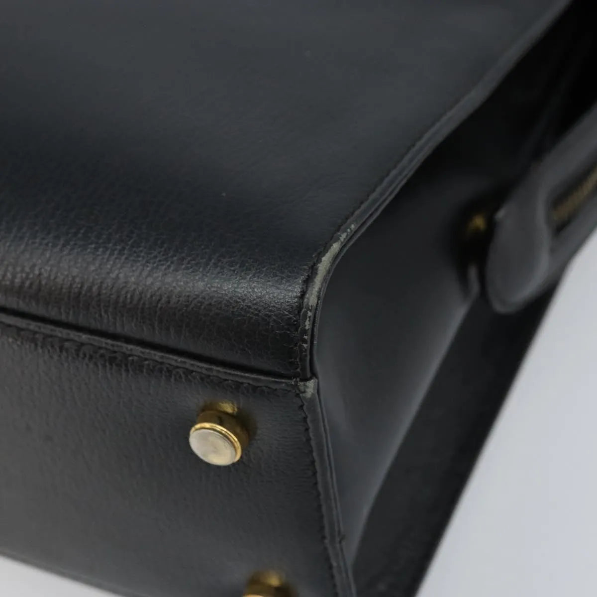 Salvatore Ferragamo Gancini Leather Black Leather Handbag (Pre-Owned)
