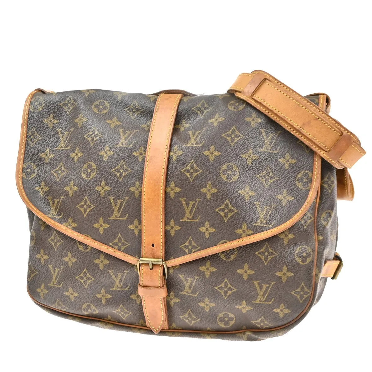 Louis Vuitton Saumur Monogram Canvas Brown Canvas Shoulder Bag Bag (Pre-Owned)