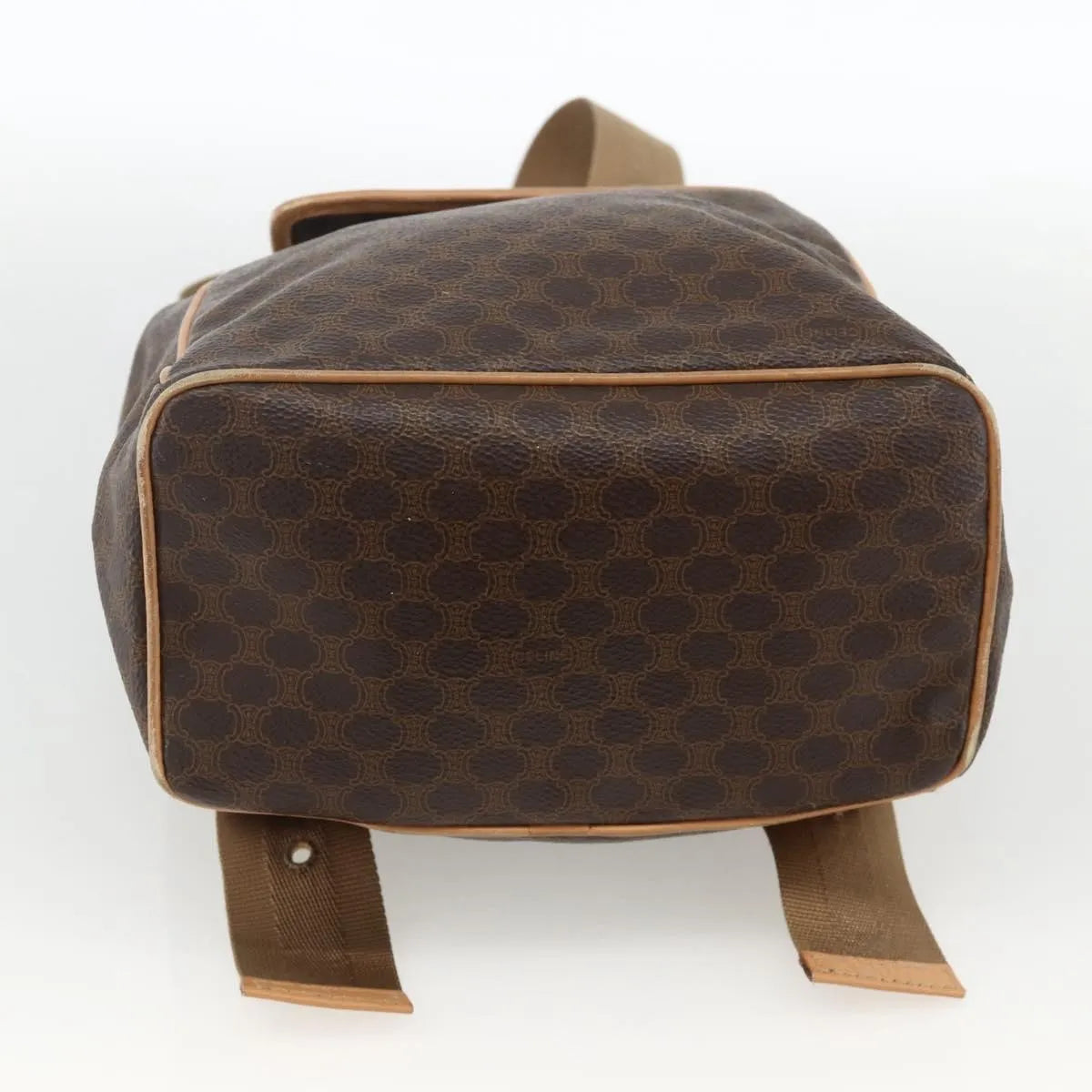 Celine Vintage Drawstring Flap Macadam Coated Canvas Brown Canvas Backpack Bag (Pre-Owned)
