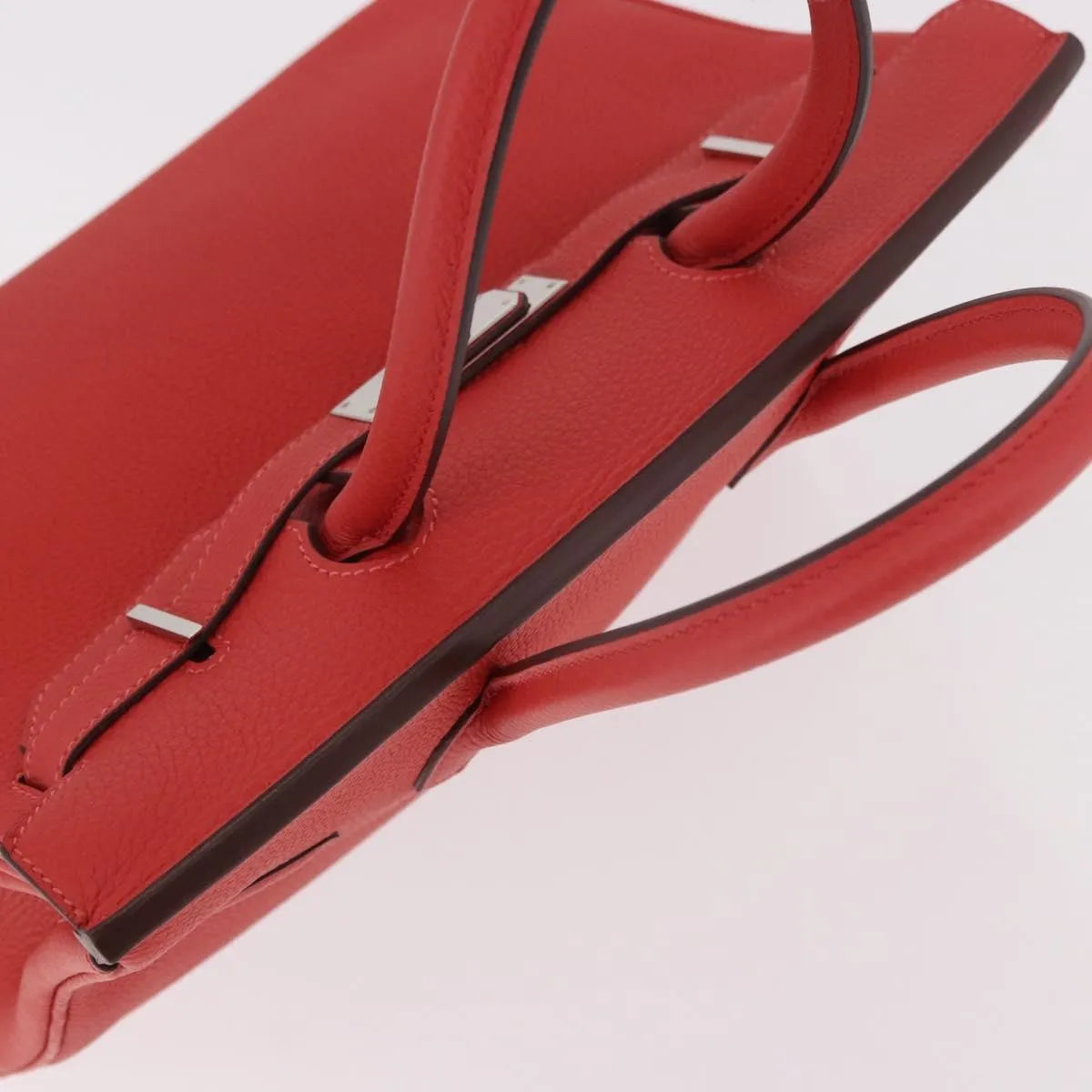 Hermes Birkin Handbag Red Togo With Palladium Hardware Red Leather Handbag (Pre-Owned)