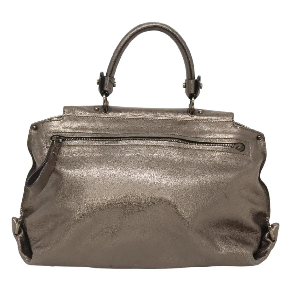 Salvatore Ferragamo Sofia Satchel Leather Gold Leather Handbag (Pre-Owned)