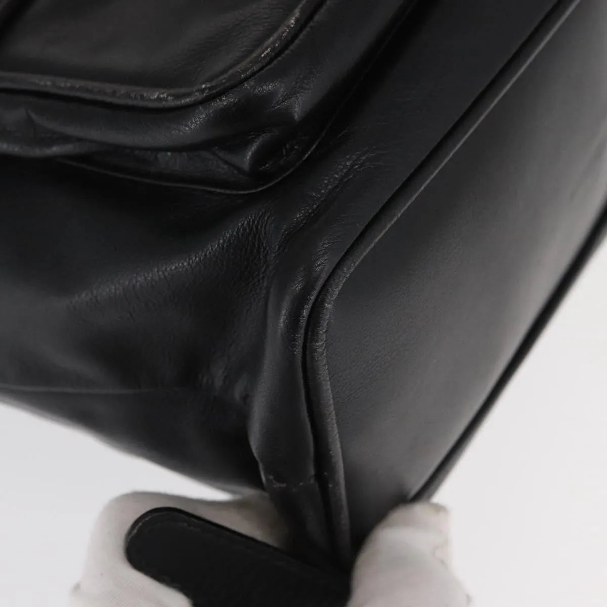 Gucci Vintage Bamboo Leather Black Leather Backpack Bag (Pre-Owned)