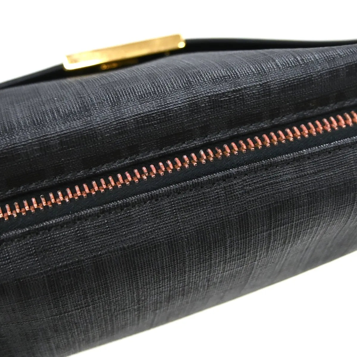 Fendi Front Pocket Messenger Zucchino Coated Canvas Black Pvc Shoulder Bag Bag (Pre-Owned)