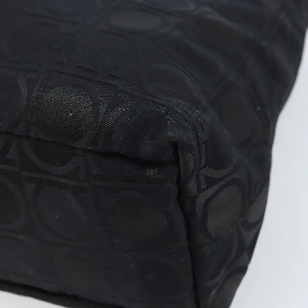 Salvatore Ferragamo Gancini Tote Gancini Canvas Black Nylon Tote Bag Bag (Pre-Owned)