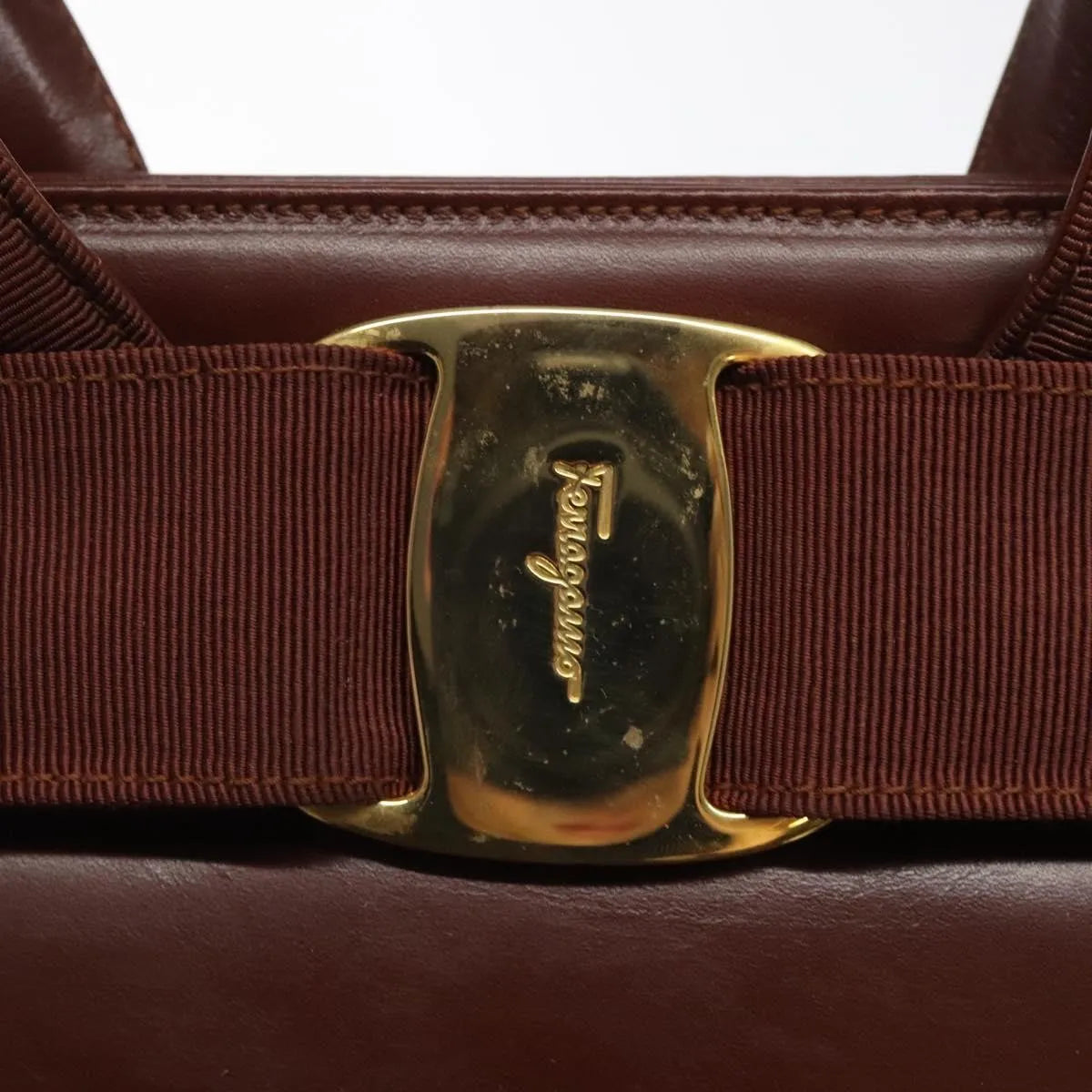 Salvatore Ferragamo Convertible Vara Bow Tote Leather Brown Leather Handbag (Pre-Owned)