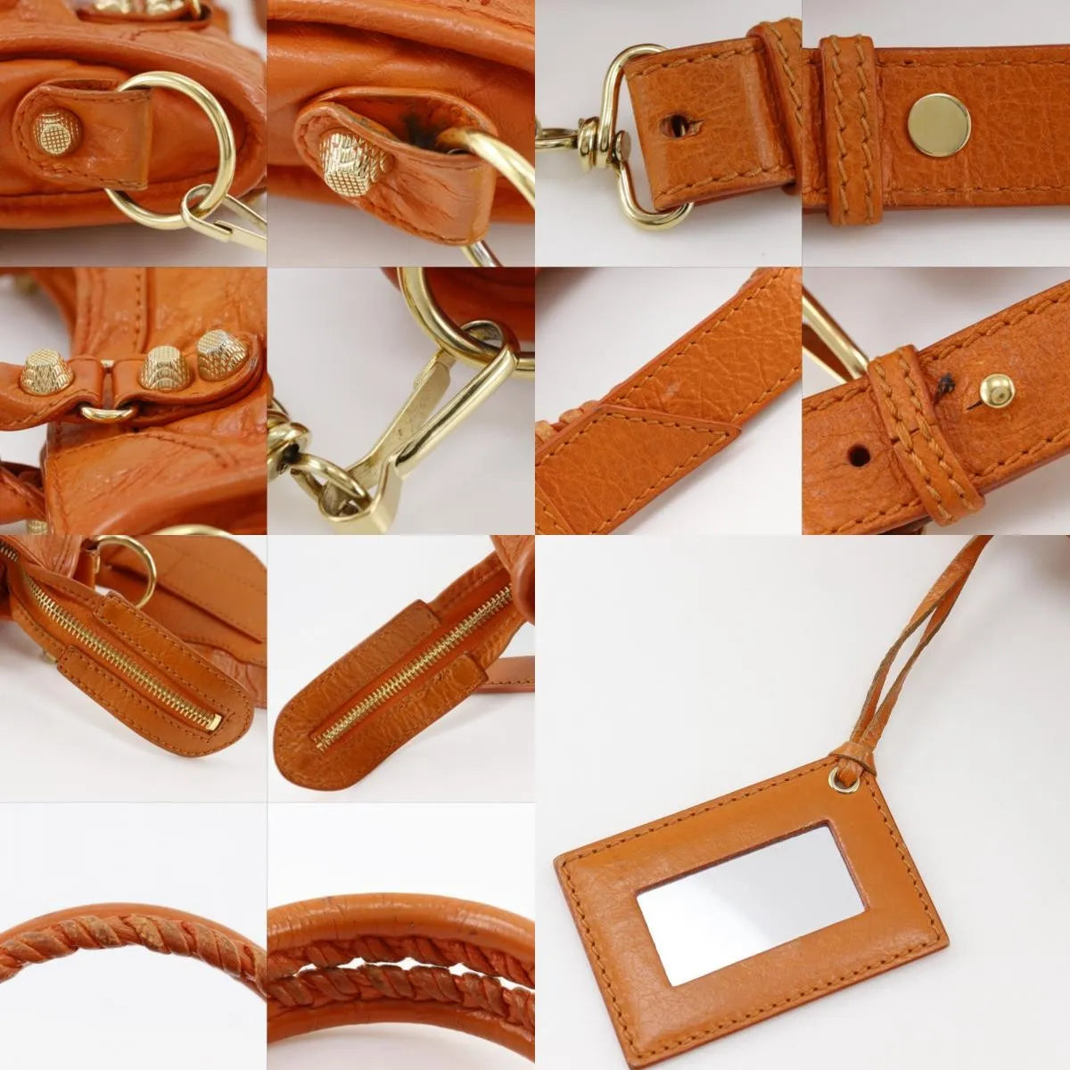 Balenciaga City Classic Studs Leather Orange Calfskin Handbag (Pre-Owned)