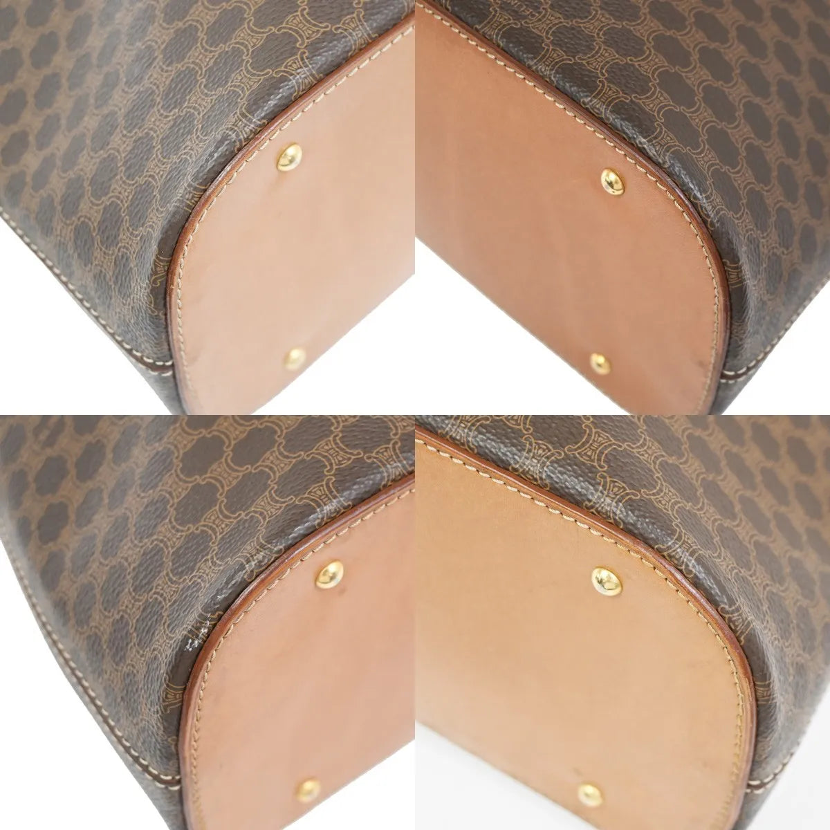 Celine Vintage Macadam Canvas And Leather Brown Canvas Handbag (Pre-Owned)