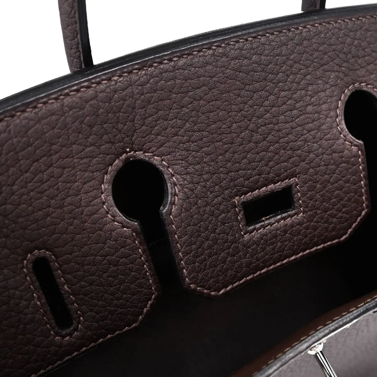 Hermes Hac Birkin Black Fjord With Palladium Hardware Brown Leather Handbag (Pre-Owned)