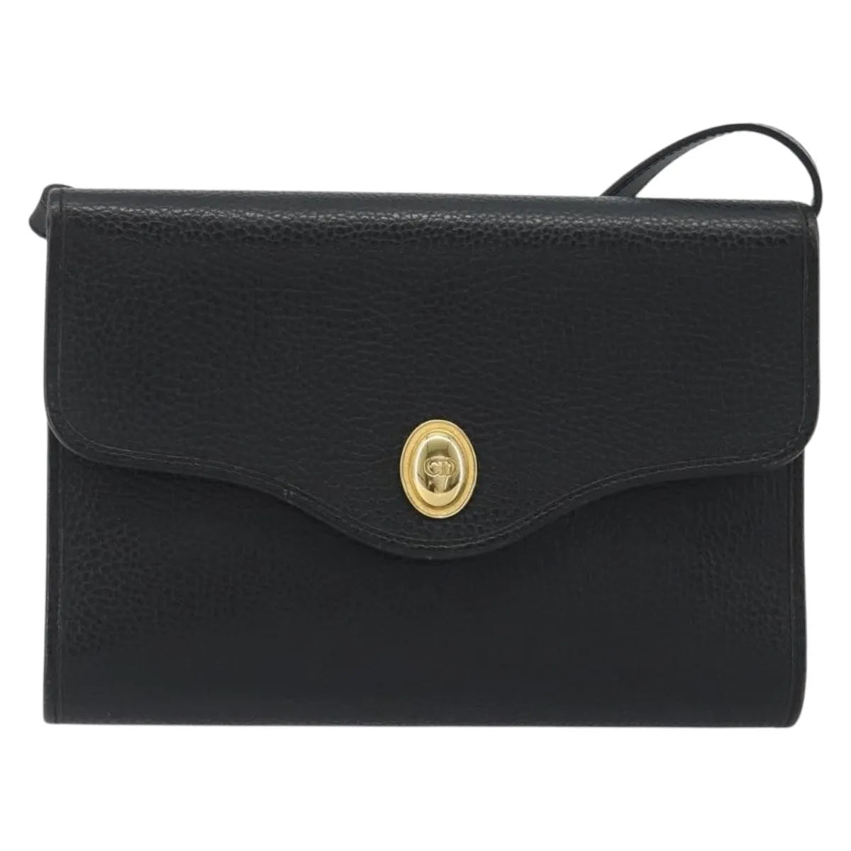 Christian Dior Vintage Cd Flap Leather Black Leather Shoulder Bag Bag (Pre-Owned)