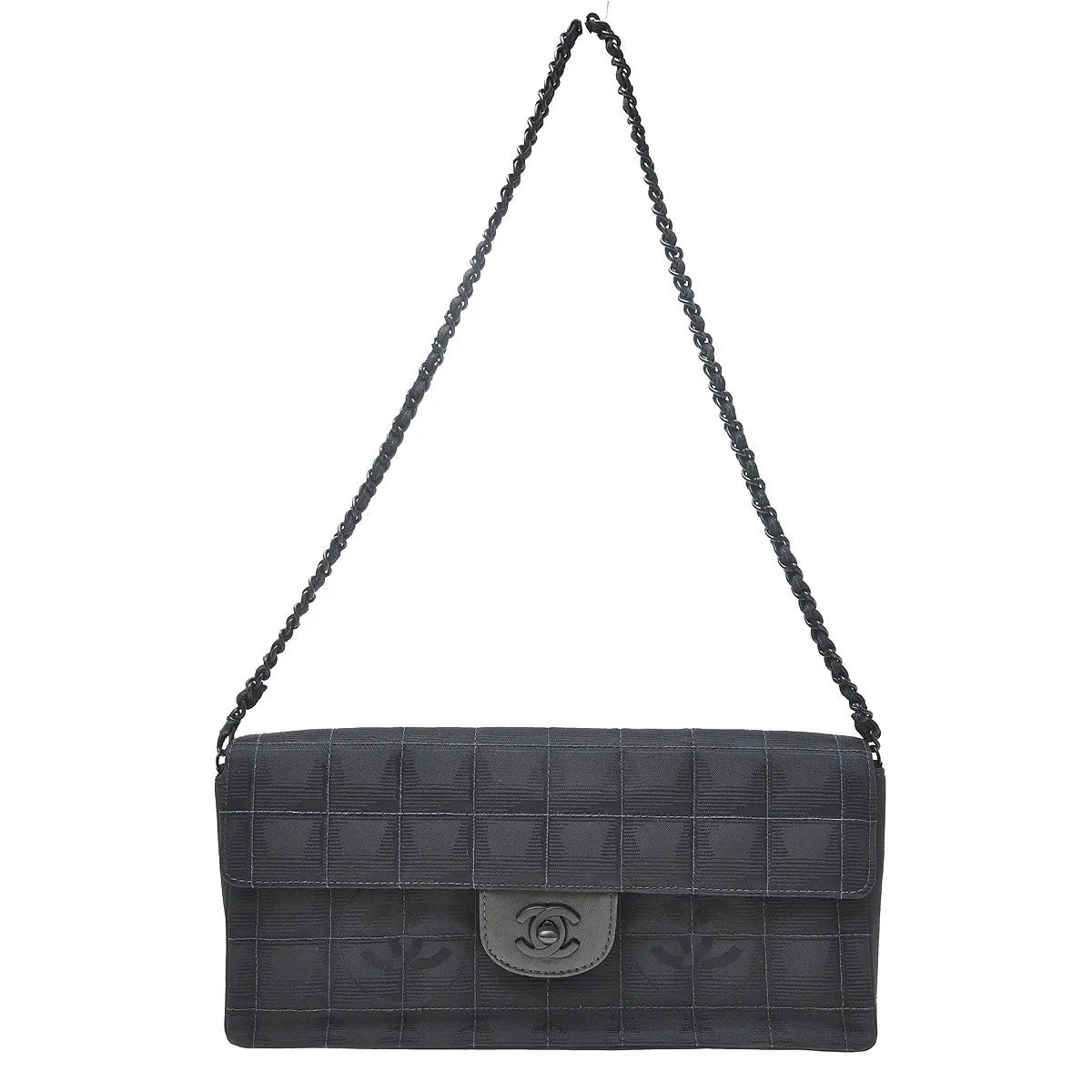 Chanel Travel Line Flap Quilted Nylon Black Nylon Shoulder Bag Bag (Pre-Owned)