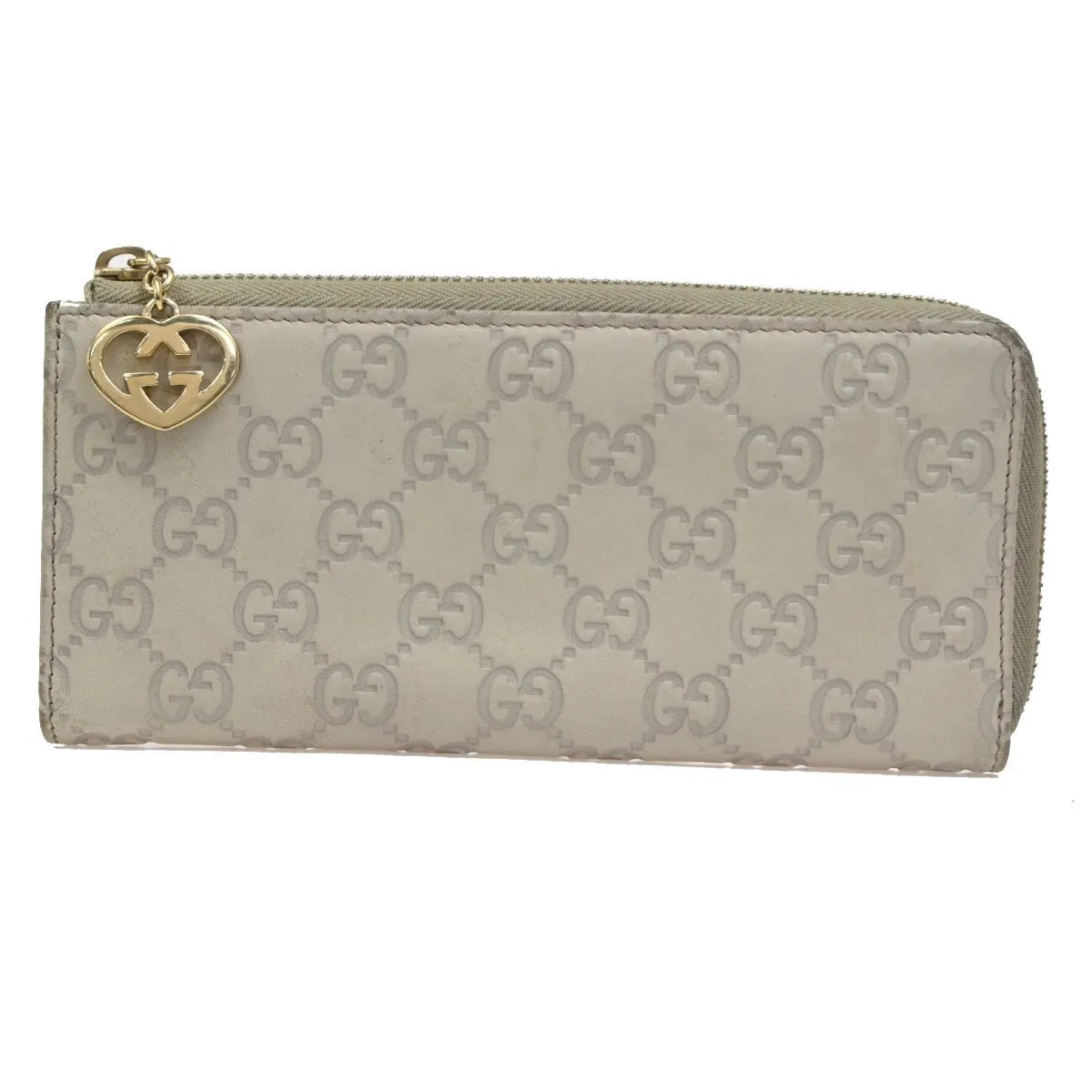 Gucci Interlocking G Zip Around Wallet (Outlet) Leather Beige Leather Wallets Accessory (Pre-Owned)
