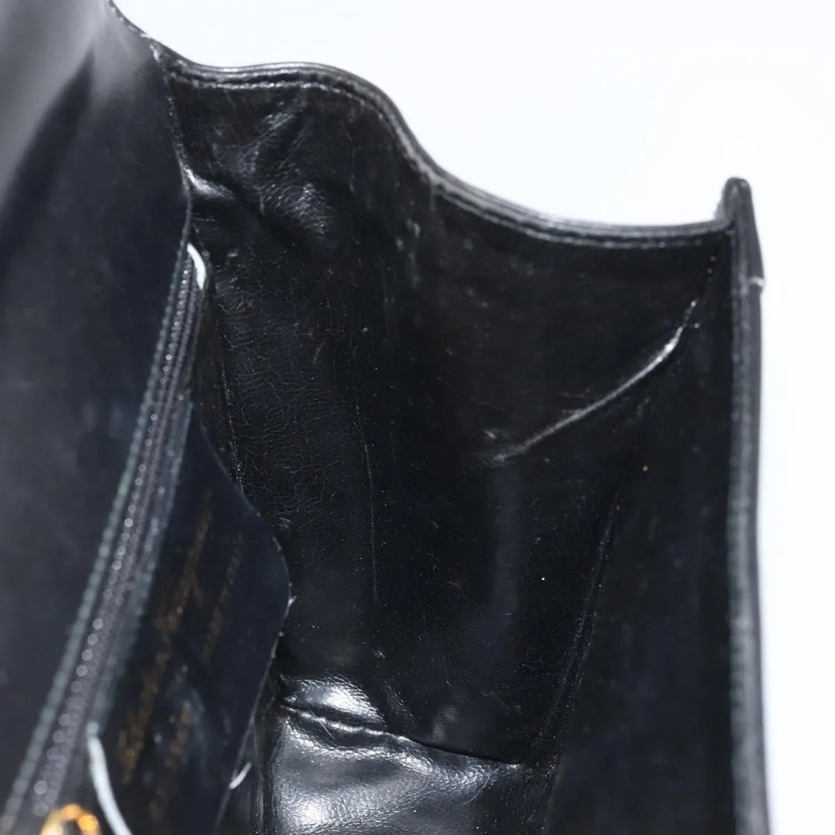 Salvatore Ferragamo Gancini Flap Leather Black Leather Shoulder Bag Bag (Pre-Owned)