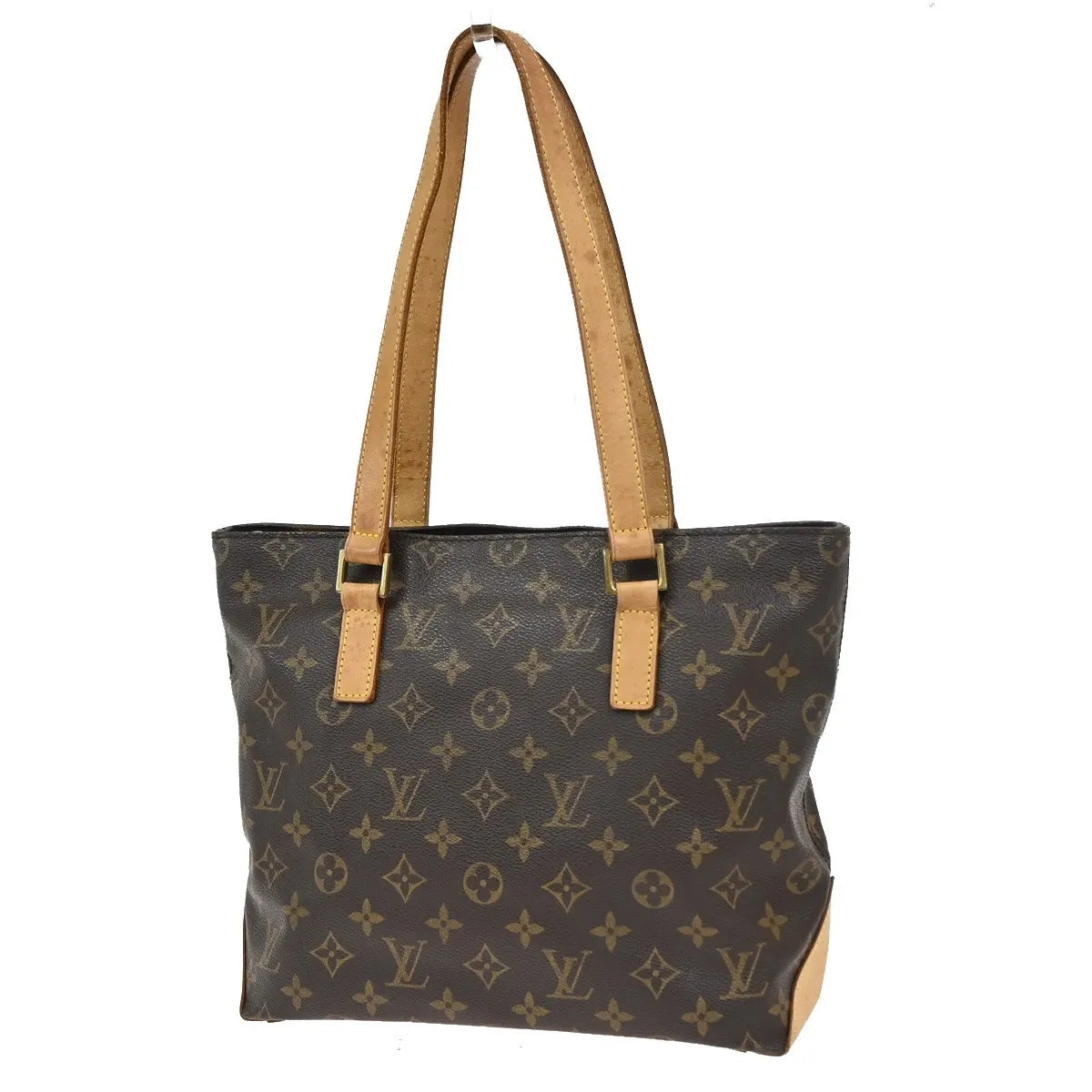 Louis Vuitton Cabas Mezzo Monogram Canvas Brown Leather Tote Bag Bag (Pre-Owned)