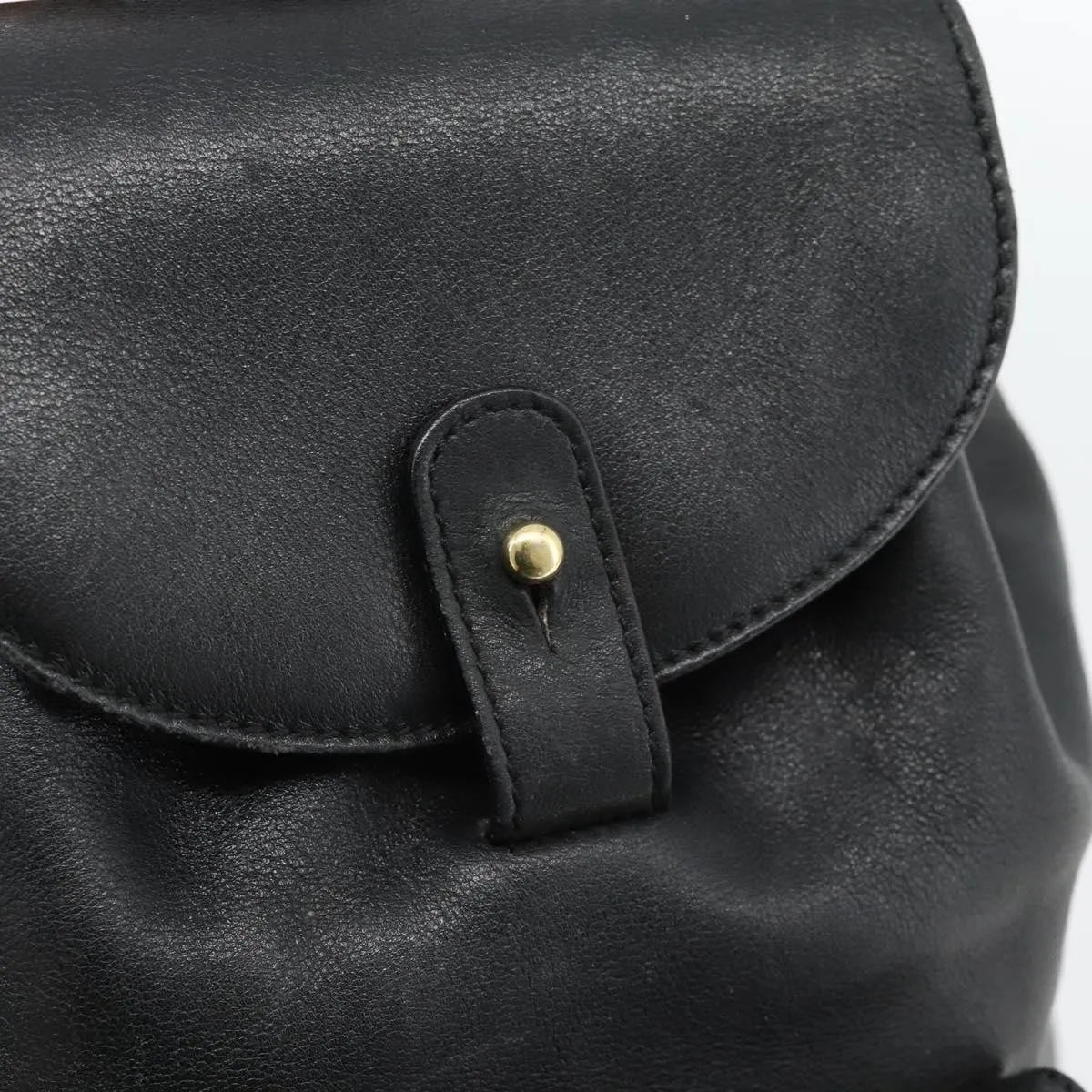 Gucci Vintage Bamboo Leather Black Leather Backpack Bag (Pre-Owned)