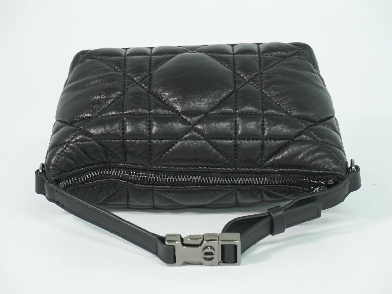 Christian Dior Diortravel Nomad Macrocannage Quilt Calfskin Black Leather Clutche & Pouche Bag (Pre-Owned)