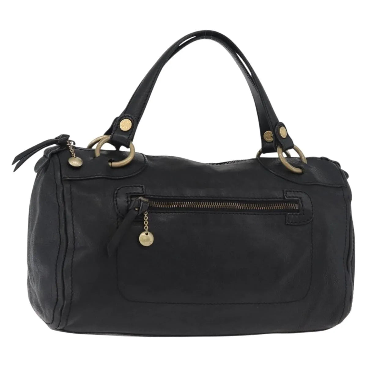 Celine Vintage Leather Black Leather Handbag (Pre-Owned)