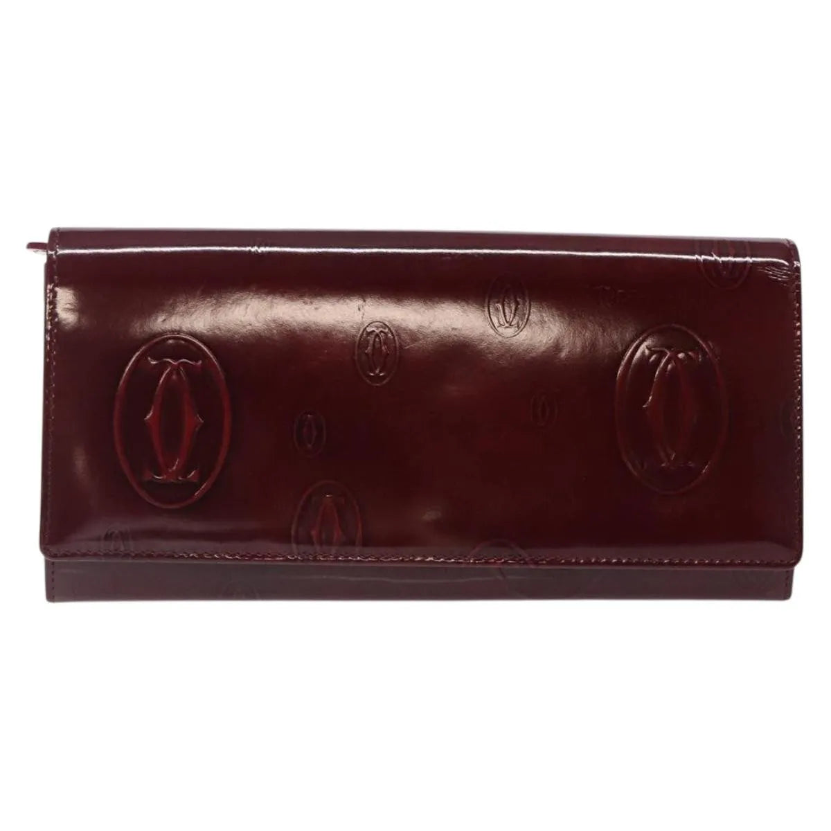 Cartier Happy Birthday Long Patent Leather Burgundy Patent_Leather Wallets Accessory (Pre-Owned)