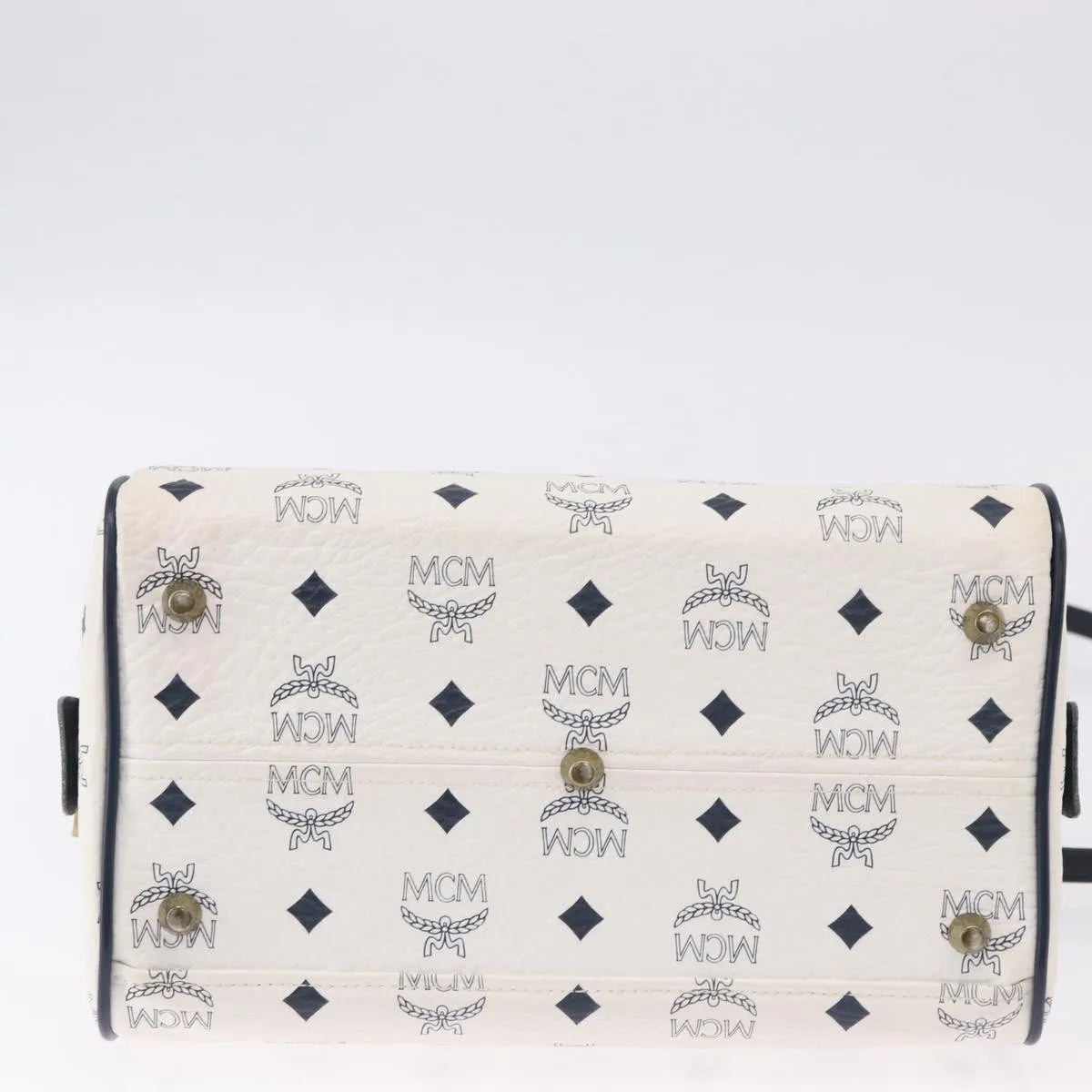 MCM Visetos Logogramme Leather White Leather Handbag (Pre-Owned)