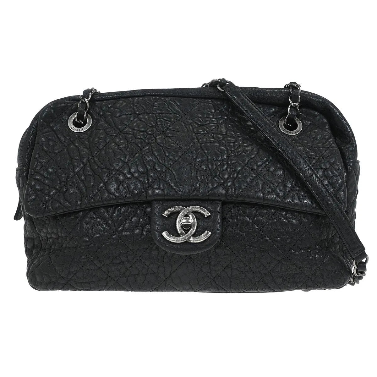 Chanel Chanel Matelassé Cuir Noir Black Leather Black Calfskin Shoulder Bag Bag (Pre-Owned)