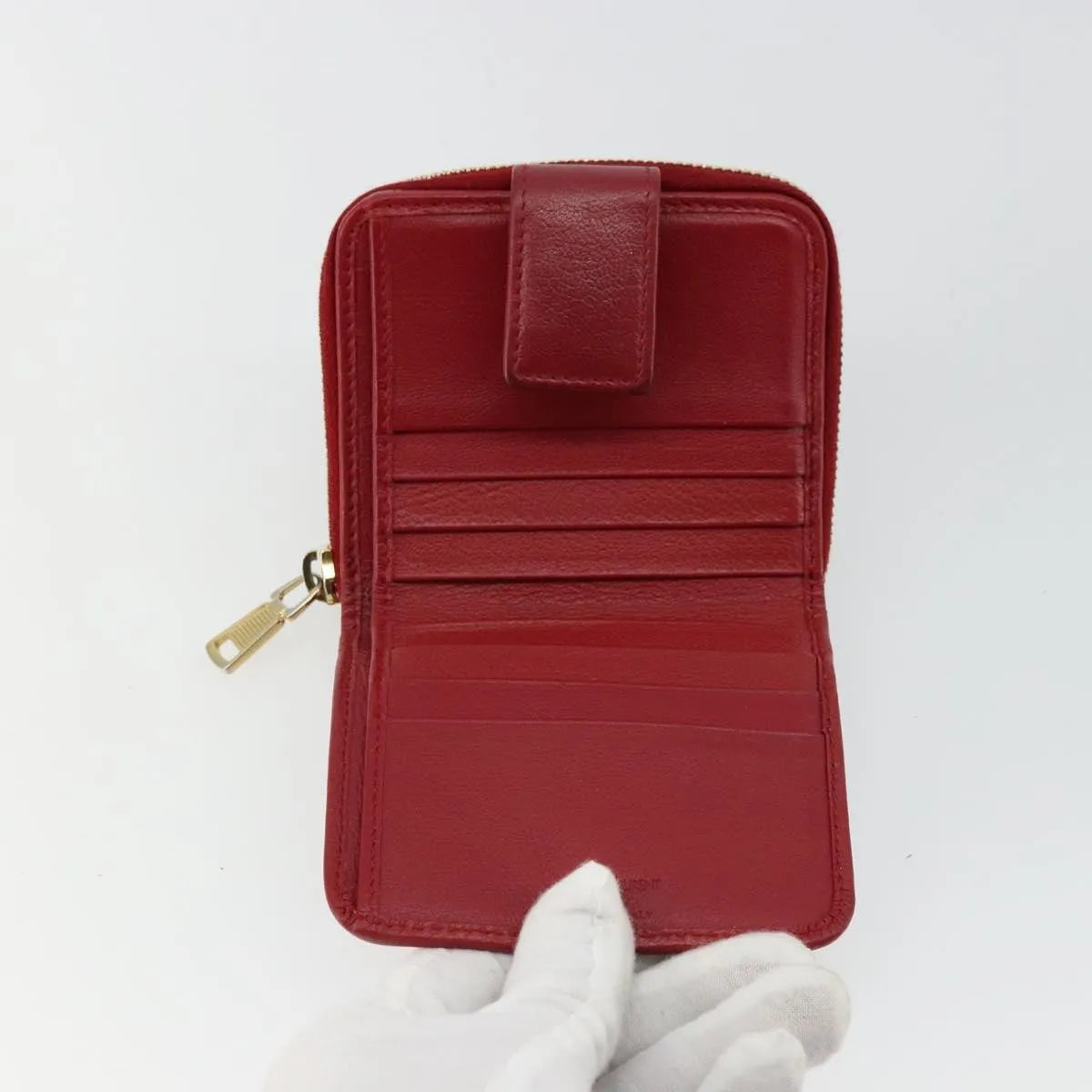 Saint Laurent Zipped Bifold Leather Red Leather Wallets Accessory (Pre-Owned)
