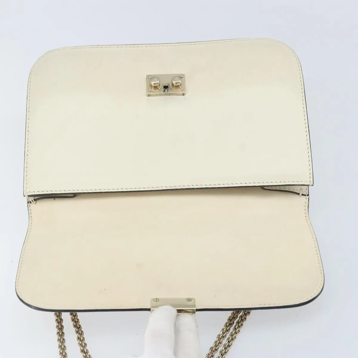 Valentino Garavani Glam Lock Leather White Leather Shoulder Bag Bag (Pre-Owned)