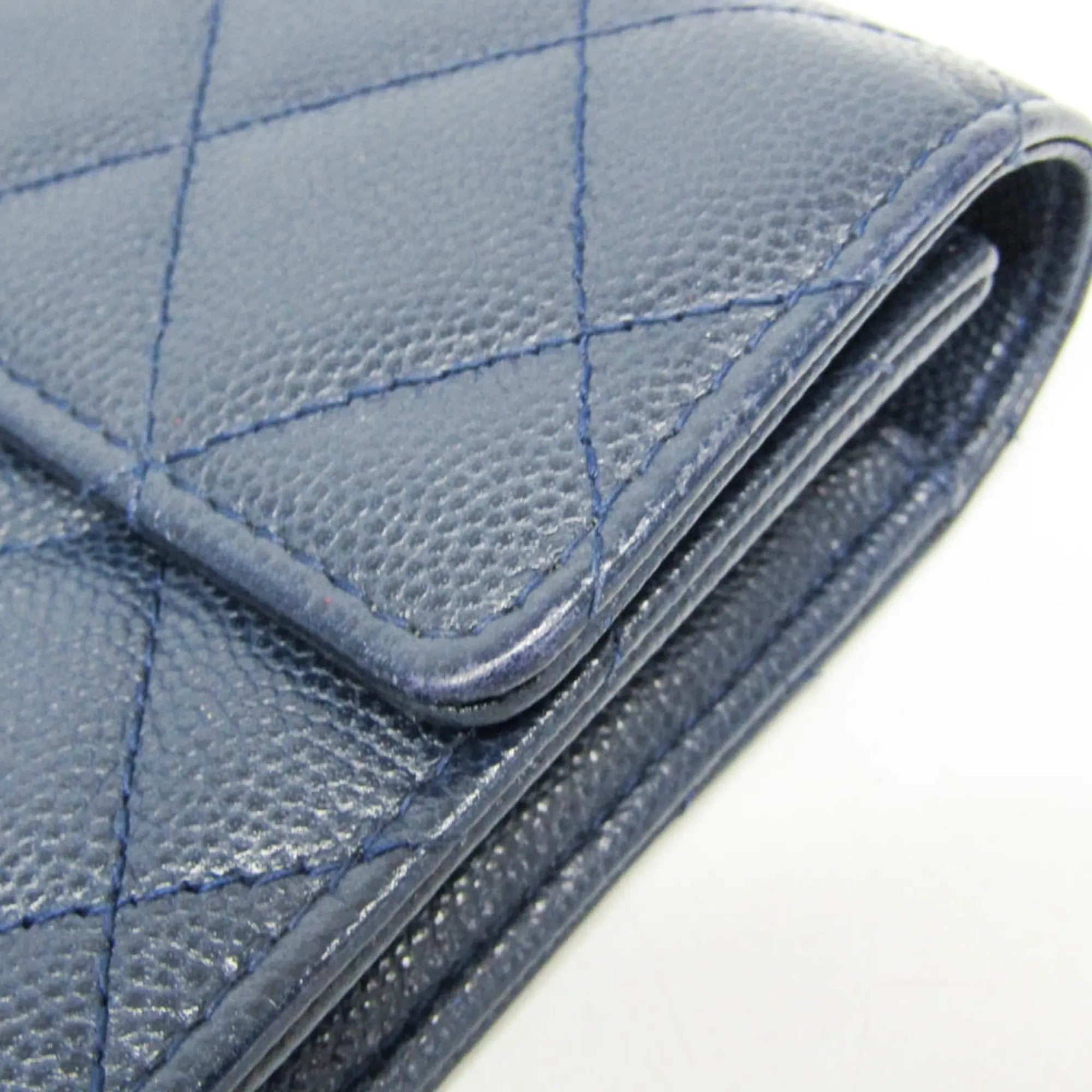Chanel Matelasse Zippy Cc Navy Calfskin Wallets Accessory (Pre-Owned)