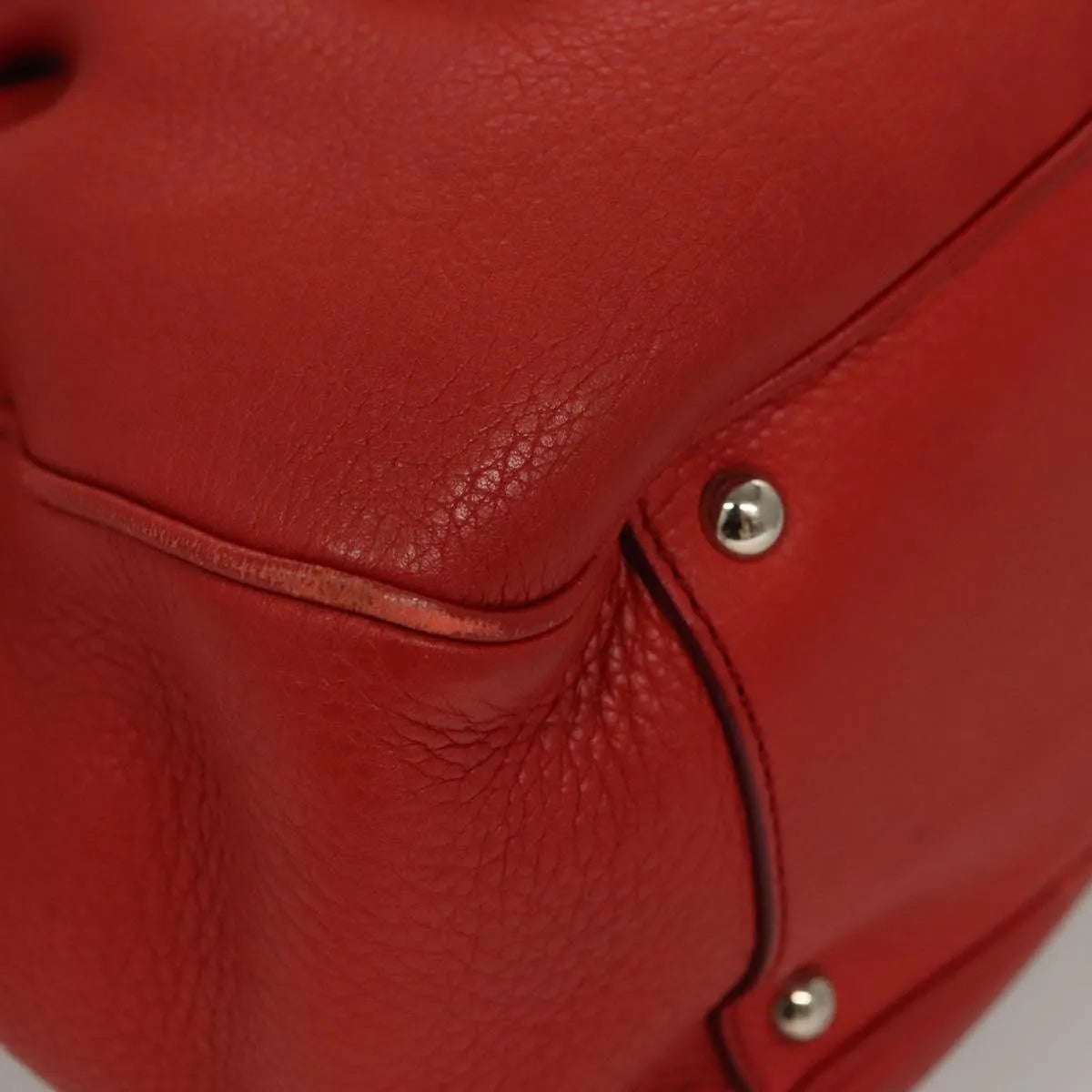 Salvatore Ferragamo Gancini Handle Tote Leather Red Leather Handbag (Pre-Owned)