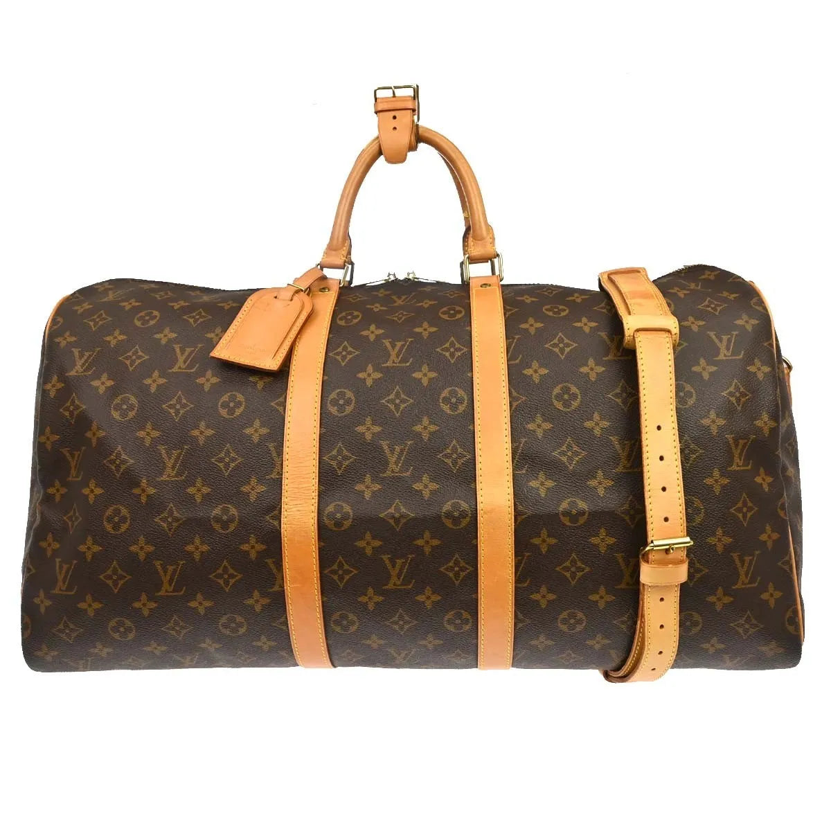 Louis Vuitton Keepall Bandouliere Bag Monogram Canvas Brown Canvas Travel Bag Bag (Pre-Owned)