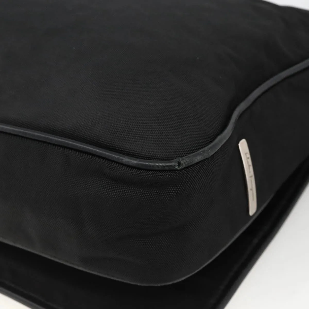 Salvatore Ferragamo Vintage Leather Black Nylon Shoulder Bag Bag (Pre-Owned)
