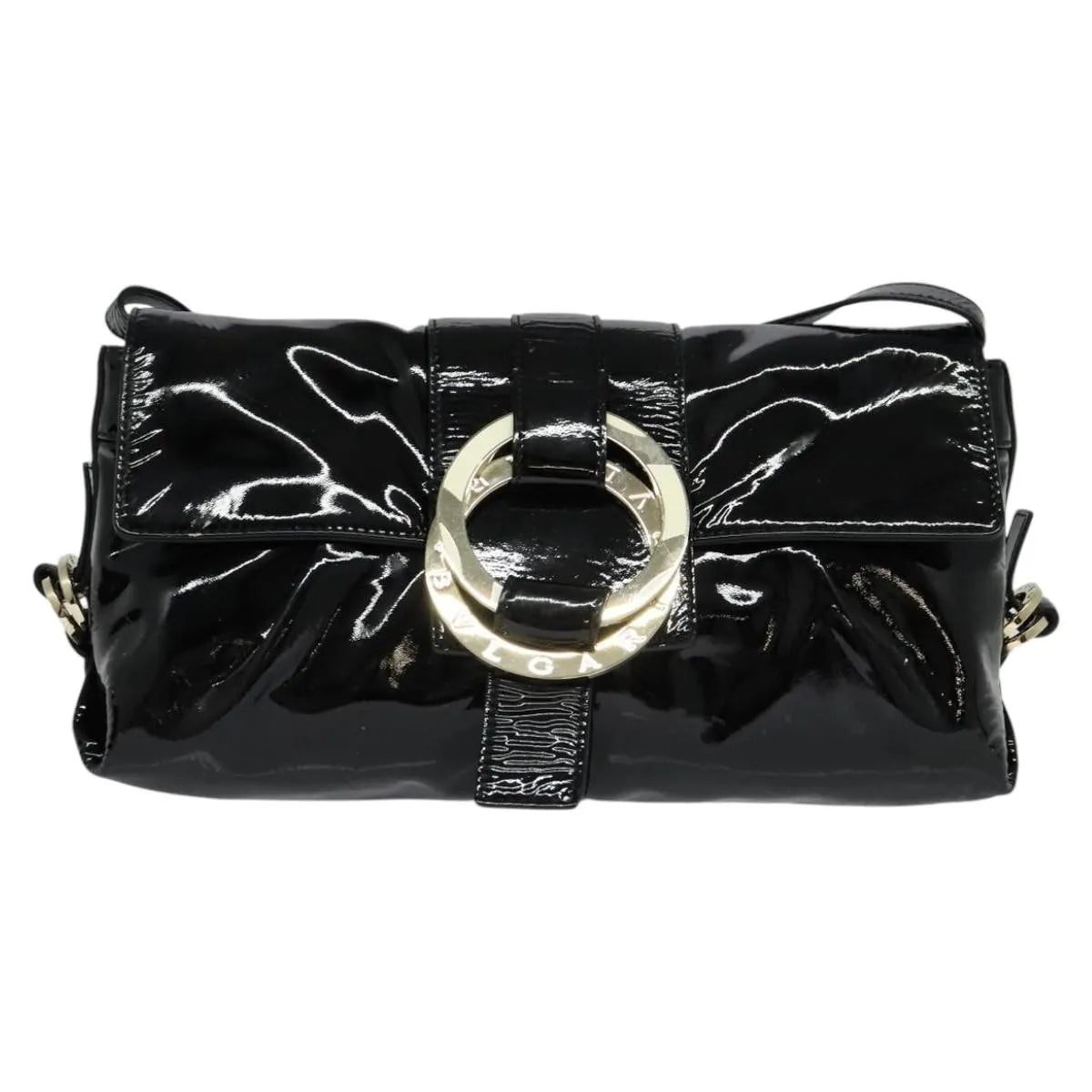 Bvlgari Chandra Flap Enamel Black Patent_Leather Shoulder Bag Bag (Pre-Owned)