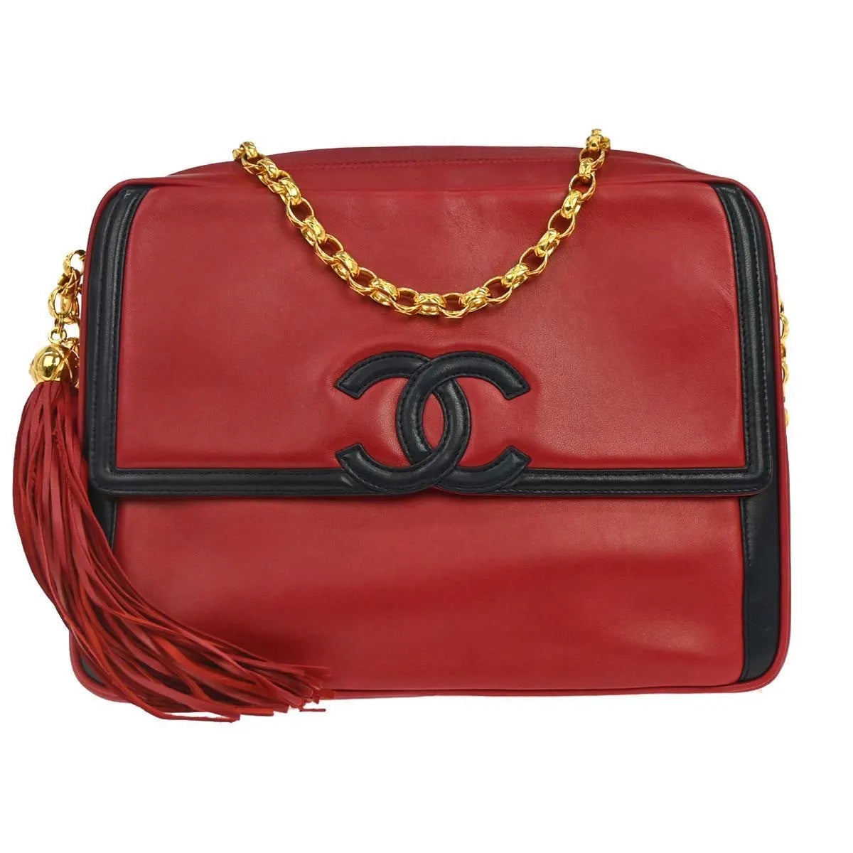 Chanel Vintage Camera Tassel Lambskin Red Leather Shoulder Bag Bag (Pre-Owned)