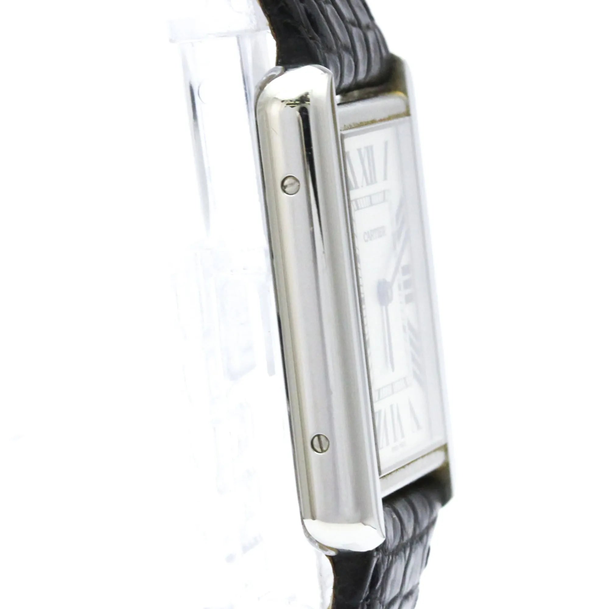 Cartier Tank Solo Quartz Stainless Steel And Leather Watch (Pre-Owned)