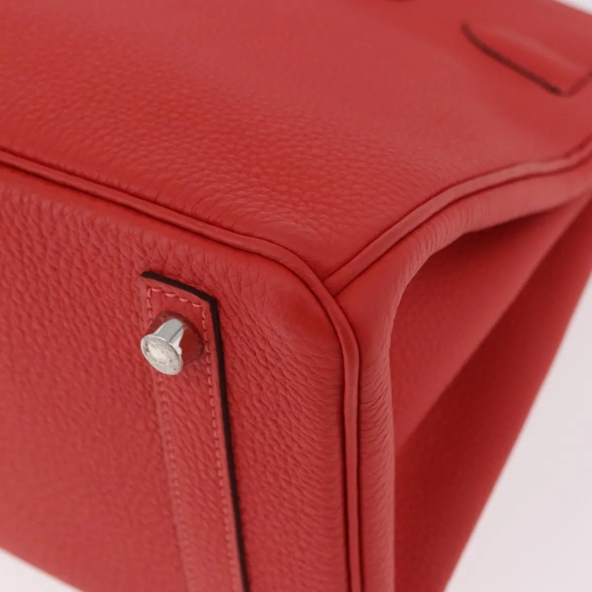 Hermes Birkin Handbag Red Togo With Palladium Hardware Red Leather Handbag (Pre-Owned)