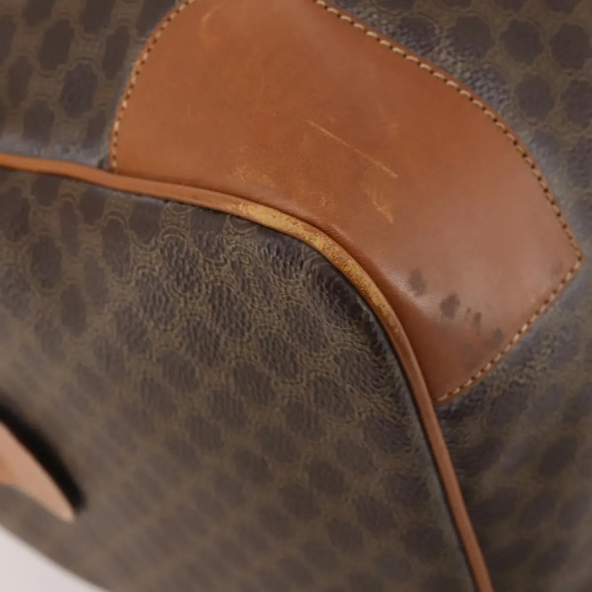 Celine Vintage Duffle Macadam Coated Canvas Brown Canvas Travel Bag Bag (Pre-Owned)