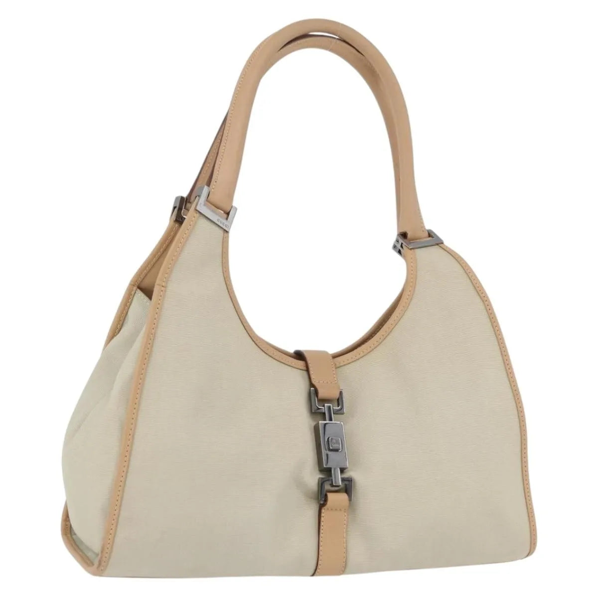 Gucci Jackie Tote Gg Canvas Beige Canvas Handbag (Pre-Owned)