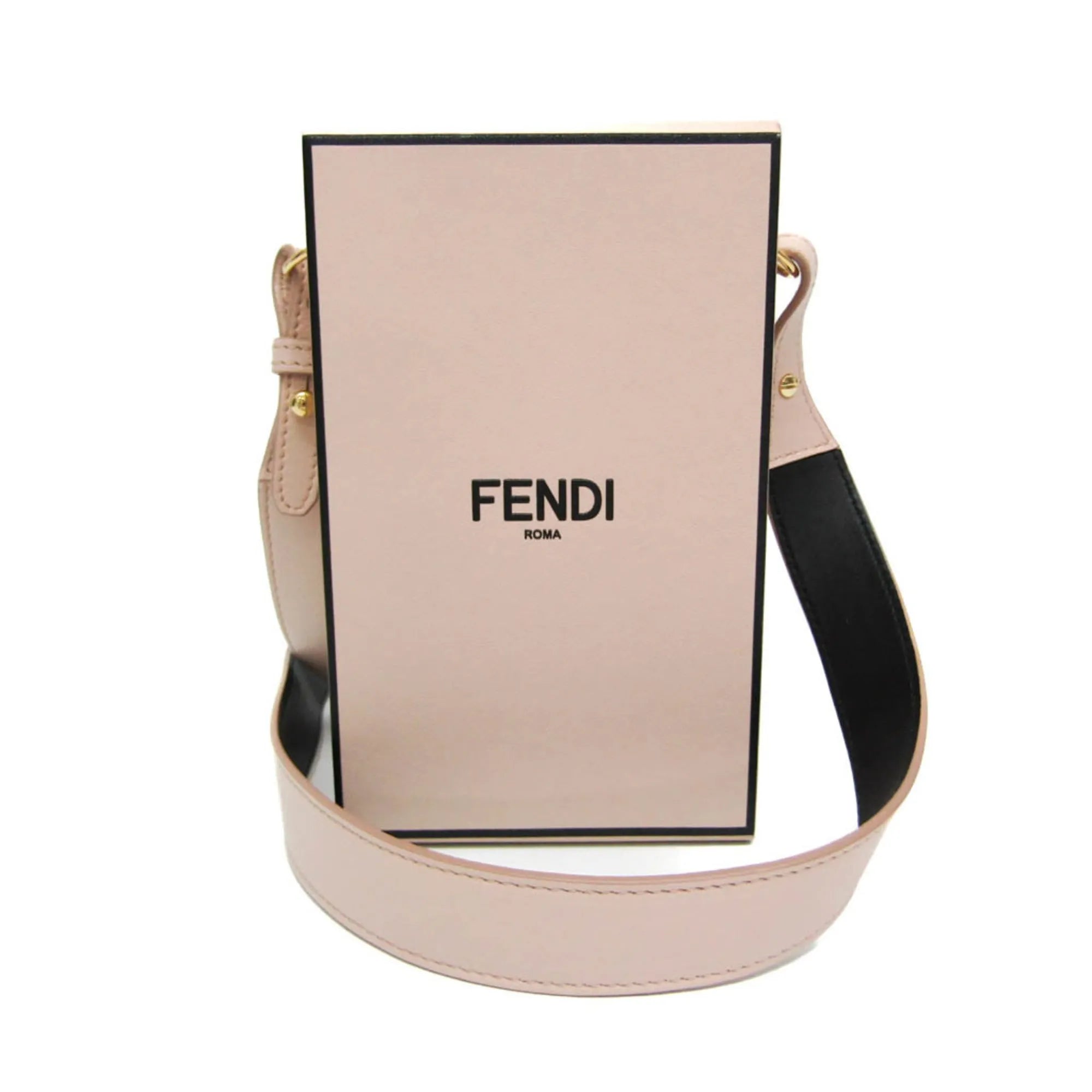 Fendi Logo Vertical Box Leather Pink Leather Shoulder Bag Bag (Pre-Owned)