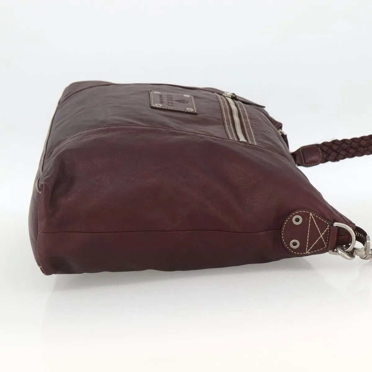 Gucci Logo Crest Messenger Leather Burgundy Leather Shoulder Bag Bag (Pre-Owned)