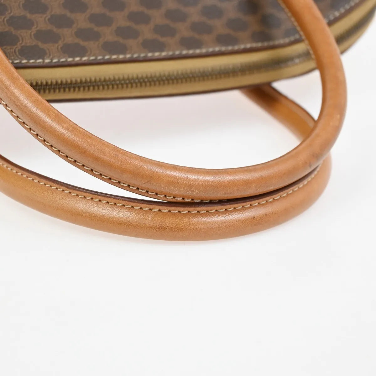 Celine Vintage Macadam Canvas And Leather Brown Canvas Handbag (Pre-Owned)