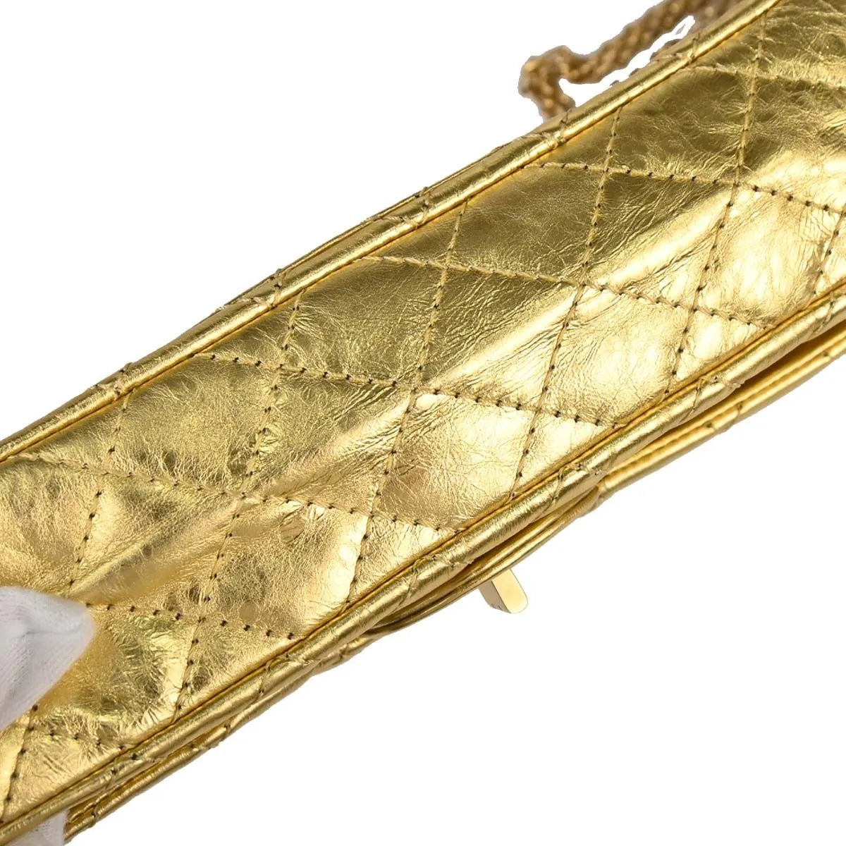 Chanel Reissue 2.55 Flap Metallic Leather Gold Calfskin Handbag (Pre-Owned)