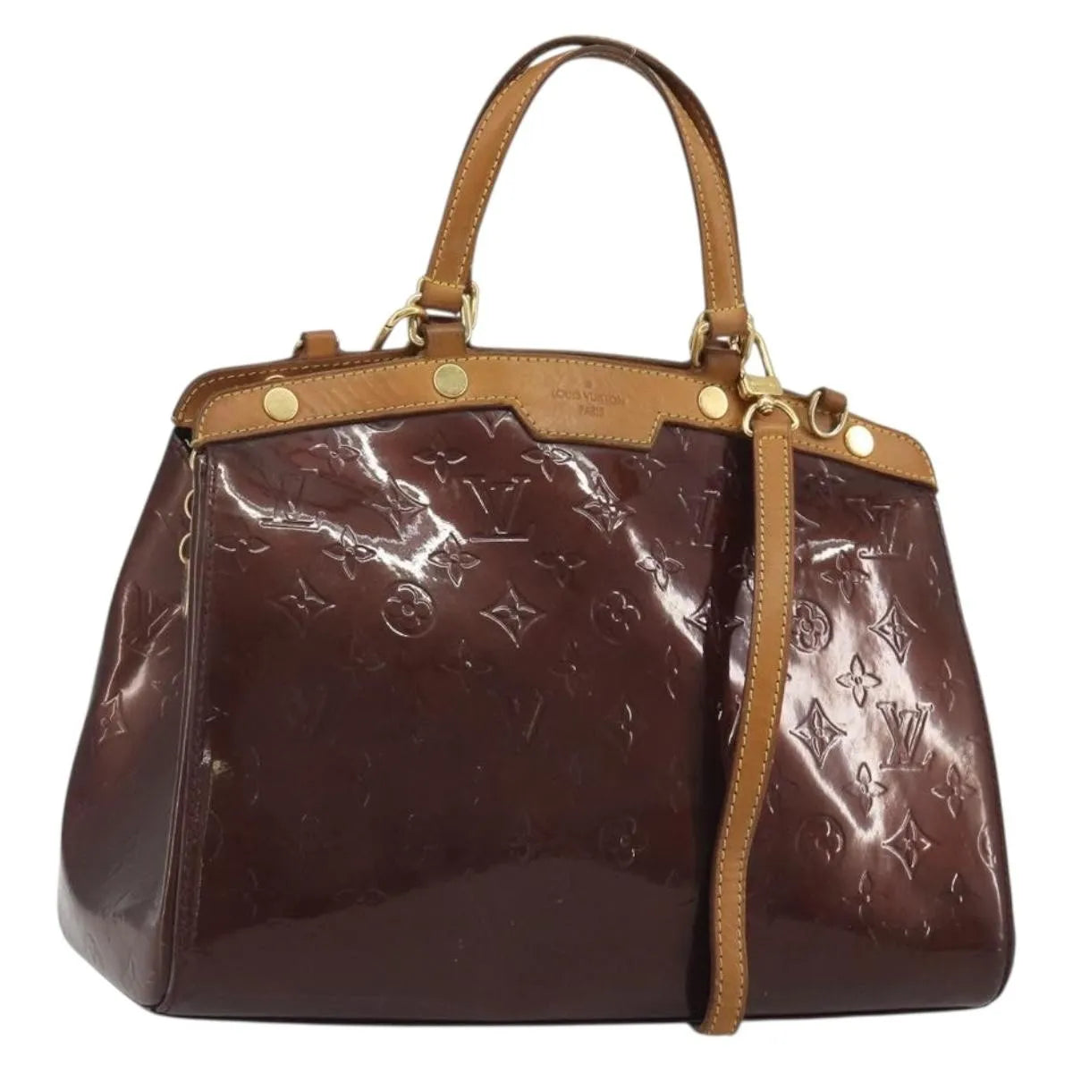 Louis Vuitton Brea Monogram Vernis Burgundy Patent_Leather Handbag (Pre-Owned)